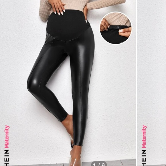 SHEIN maternity adjustable waist pleather black leggings size XL - Picture 4 of 4